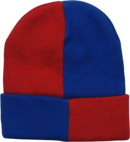 Harley Quinn Red Blue Sequin Cuff Beanie - Image 2