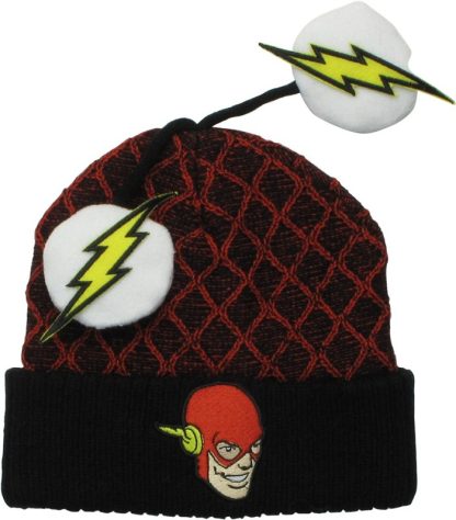 Flash Face Logo Lightning Bolt Poms Cuff Beanie - Image 2