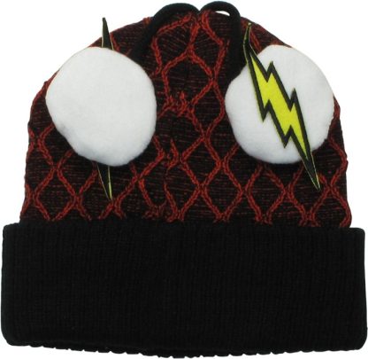 Flash Face Logo Lightning Bolt Poms Cuff Beanie - Image 3