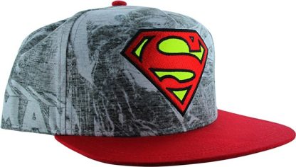 Superman Sketch Gray Red Bill Snapback Youth Hat - Image 2