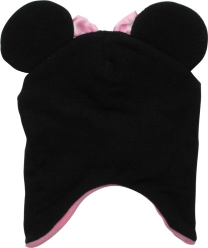Minnie Mouse Face Satin Bow Ear Flap Junior Beanie - Image 2