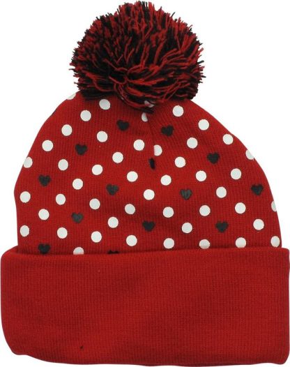 Minnie Mouse Polka Dots Pom Cuff Juniors Beanie - Image 2