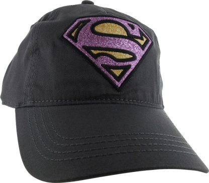 Supergirl Glittered Logo Gray Snapback Youth Hat - Image 2