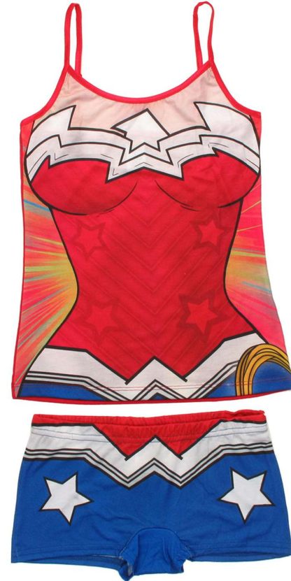 Wonder Woman Suit Cami and Shorts Junior Pajama Set - Image 2
