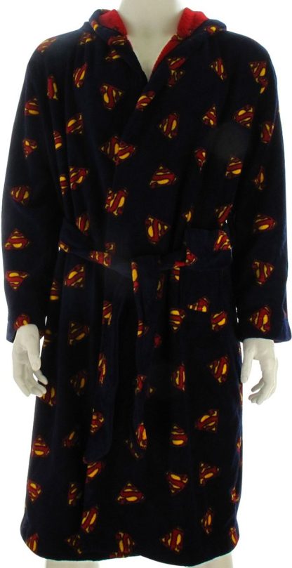 Superman Logos AoP Reversible Fleece Hooded Robe - Image 2