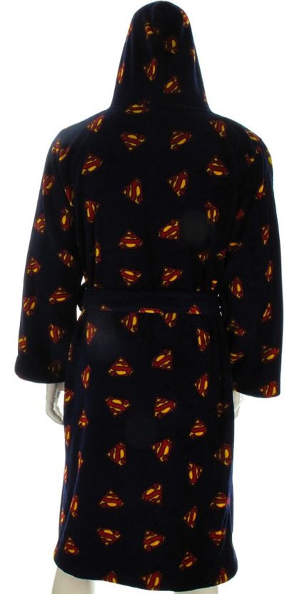 Superman Logos AoP Reversible Fleece Hooded Robe - Image 3