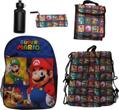 Super Mario Character Squares 5 Piece Backpack Set - Image 2