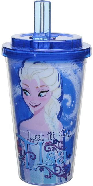 Frozen Elsa Let It Go Blue Flip Straw Travel Cup