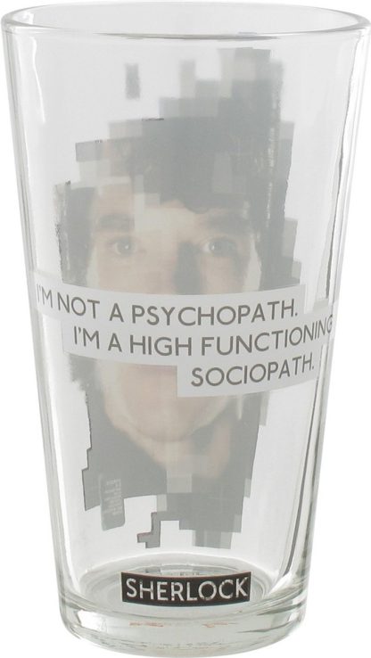 Sherlock Not a Psychopath Pixel Pint Glass - Image 2
